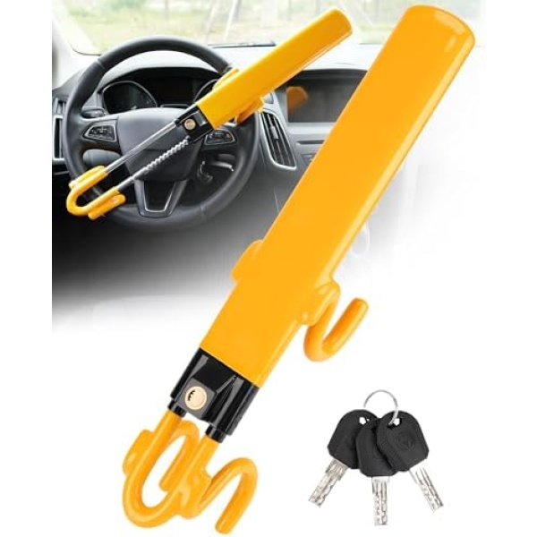 Tevlaphee Steering Wheel Lock - Heavy Duty Antitheft Device and Car Security