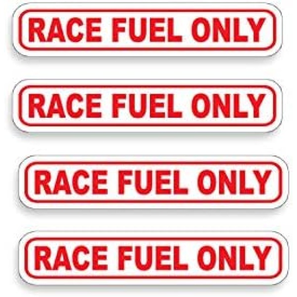 RACE FUEL ONLY Sticker Set of 4 Die Cut Vinyl Decal label for Gas Tank Door