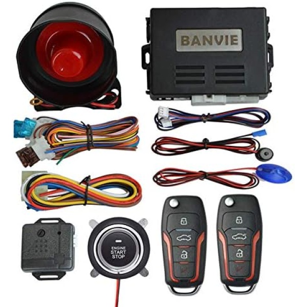 BANVIE ① Car Keyless Entry Security Alarm System + ② Remote Engine Start Starter