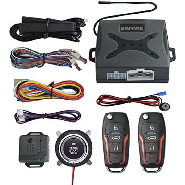 Car Alarm System Push to Start Ignition Kit, PKE Passive Keyless Entry Car Alarm