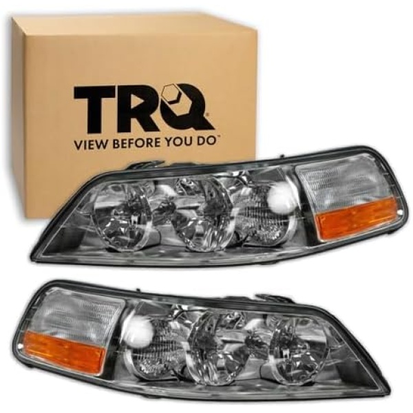 TRQ Driver & Passenger Side Headlight Assembly Set Headlights Driver & Passenger