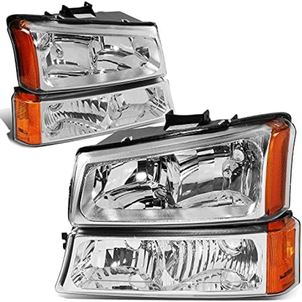 DNA MOTORING Pair Headlight Assembly Compatible with 2003-2006 Chevy Silverado