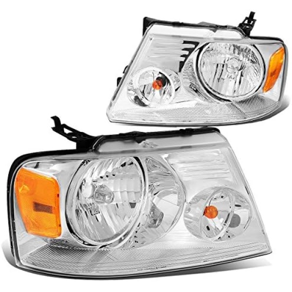 DNA MOTORING HL-OH-F1504-CH-AM Chrome Amber Headlights Replacement Compatible
